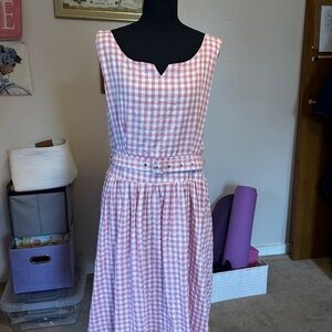 Lindy Bop Pink and White Gingham Midi Dress